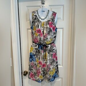 AGB Floral Midi Dress - Pink, Yellow, Blue